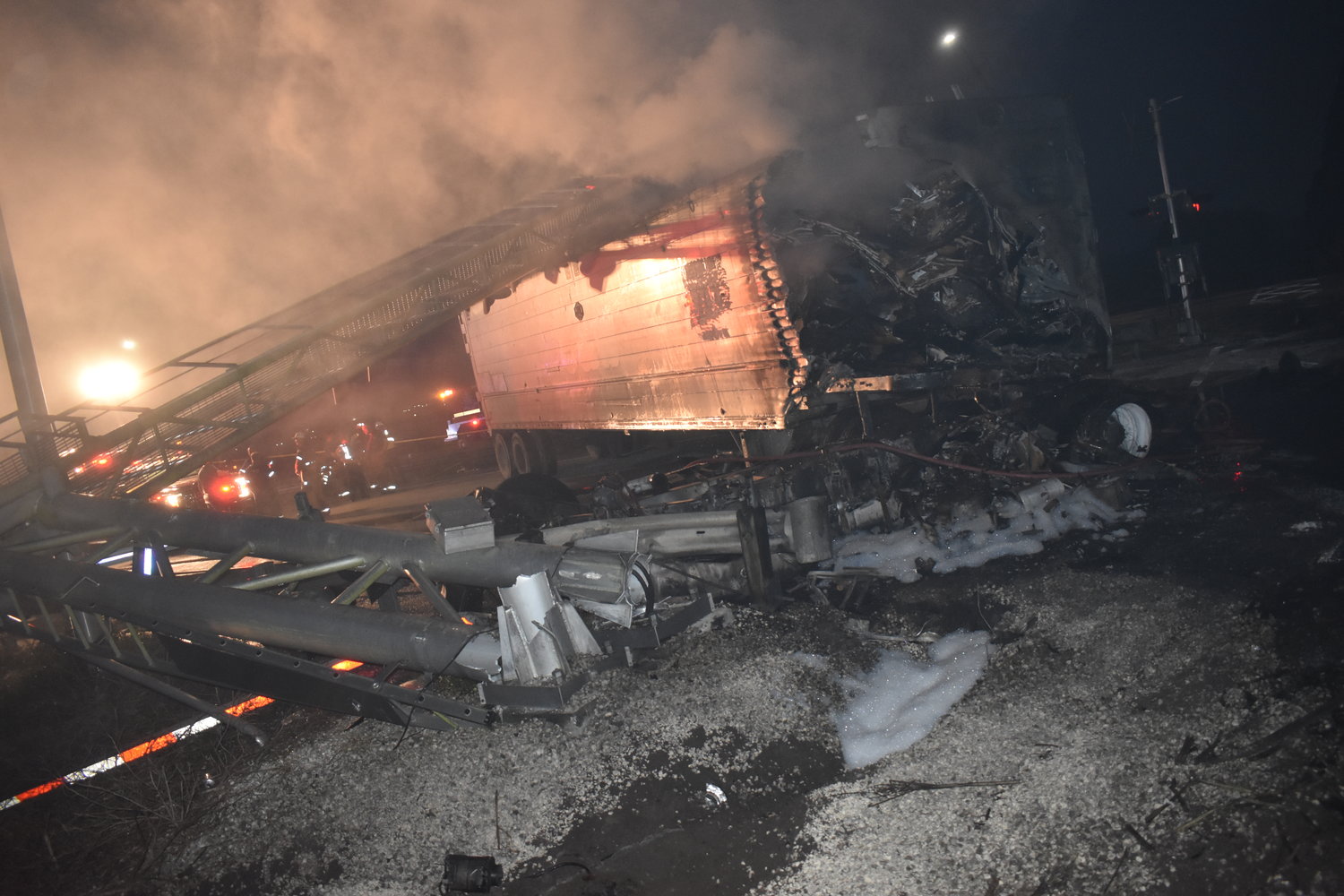 CLEWISTON -- An Opa Locka man was killed early Nov. 28 when the semi he was driving collided with a train. As a result of the crash, the semi was engulfed in flames. [Photo courtesy FHP]